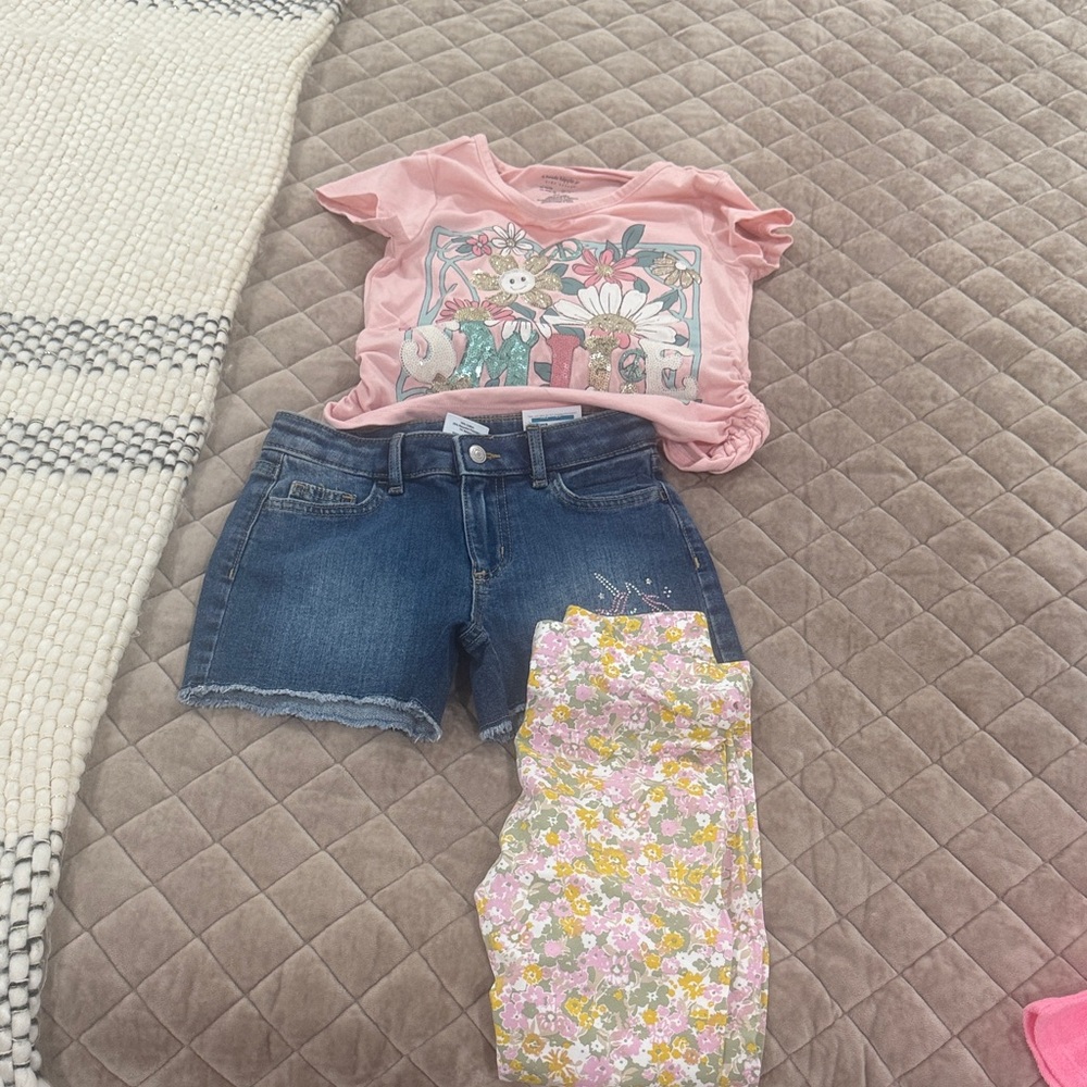 Carter's Pink Graphic Tee and Denim Shorts Set